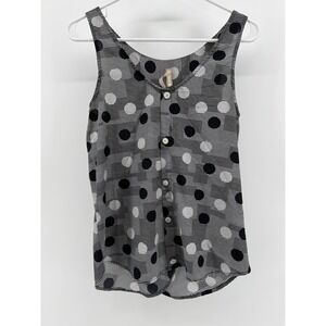 Solemio Women's Tank Top Black & White Polka Dot Polyester Casual Size Small